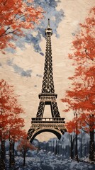 Eiffel tower architecture painting craft.