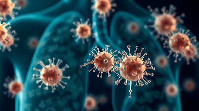 Mycoplasma pneumoniae bacteria in human lungs