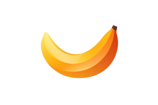 Abstract curved orange shape isolated on transparent background. Minimal banana icon with a curved shape isolated on white background. - Powered by Adobe