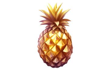 Fototapeta premium Golden pineapple fruit isolated on transparent background. Pineapple icon with a spiky top and a diamond textured body isolated on white background.