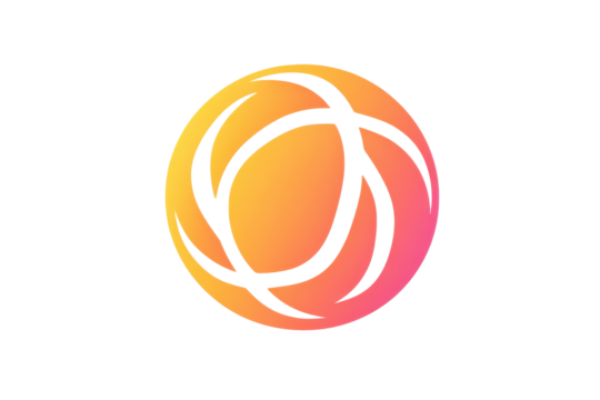 Gradient colors basketball icon isolated on transparent background. Simple basketball icon with curved line patterns isolated on white background.