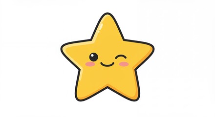Cute cartoon winking yellow star graphic