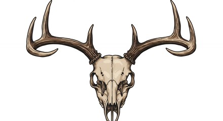 Deer skull with antlers graphic design