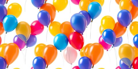 Seamless pattern of vibrant, multicolored balloons floating against a white background ,  print,  wrapping paper
