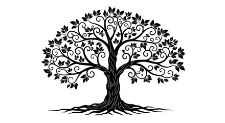 Fototapeta premium Ornate black and white tree graphic design