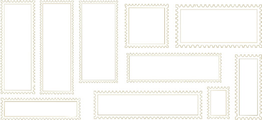 Elegant gold border frames with perforated edges for creative design projects