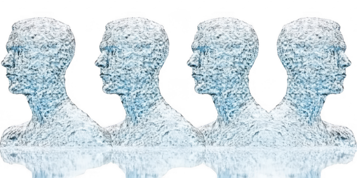 Abstract Double Human Face Illustration PNG on White Background