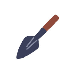 Icon of garden trowel. Hand tool for digging, planting, weeding and caring about beds. Little shovel for cultivation, working on farm. Flat isolated drawing vector illustration on white background