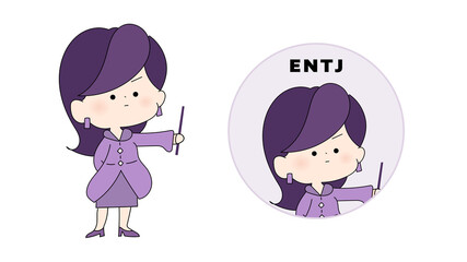 ENTJ MBTI type Character. Flat cute illustration