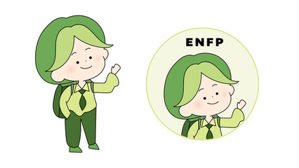 ENFP MBTI type Character. Flat cute illustration