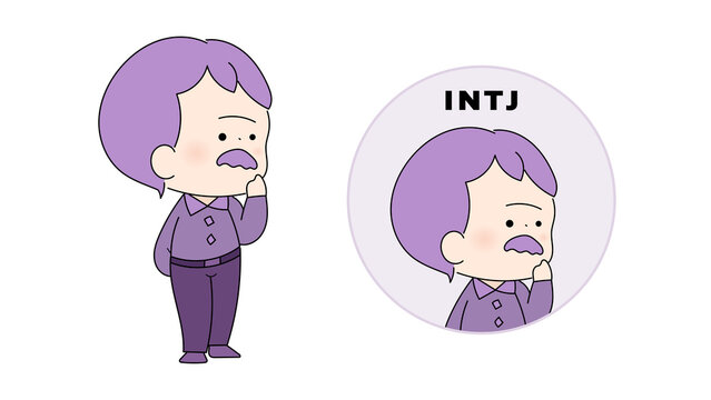 INTJ MBTI type Character. Flat cute illustration