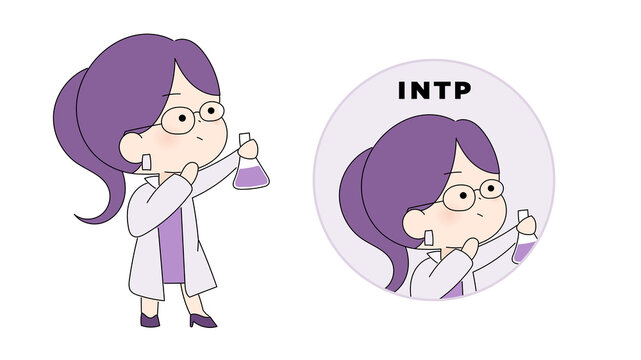 INTP MBTI type Character. Flat cute illustration