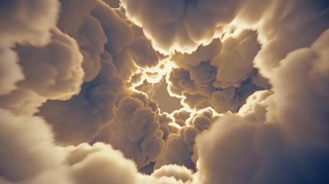. Golden sunlight breaking through heavy rolling storm clouds
