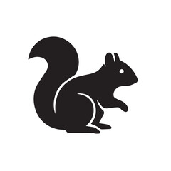 Silhouette of an opossum with a long tail isolated on white background