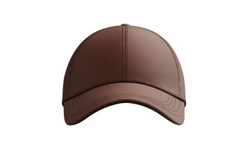 Brown corduroy baseball cap isolated on transparent background. Brown baseball cap mockup isolated on white background.