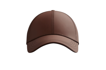 Brown corduroy baseball cap isolated on transparent background. Brown baseball cap mockup isolated on white background.