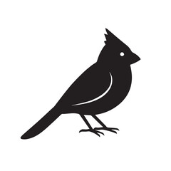 Silhouette of a small bird perched, isolated on white background Vector Art