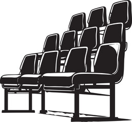 Stadium Seat Silhouette, Black Vector Illustration Design