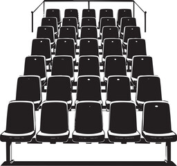 Stadium Seat Silhouette, Black Vector Illustration Design