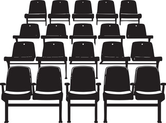Stadium Seat Silhouette, Black Vector Illustration Design