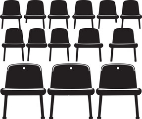 Stadium Seat Silhouette, Black Vector Illustration Design