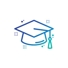 Graduation cap with tassel, vector illustration.