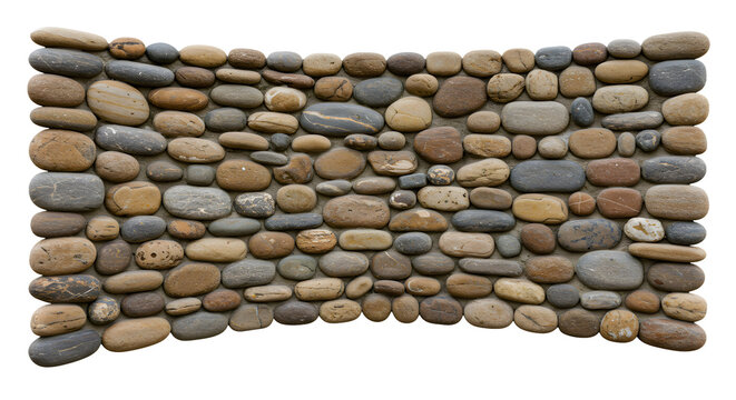 Smooth river stones create a natural wall design ideal for serene backdrops and earthy textures