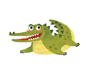 cute gren crocodile children illustration