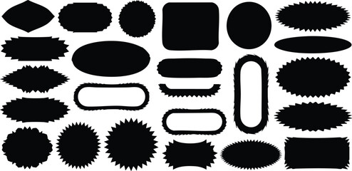 Bold black starburst shapes and banners for impactful design and promotion