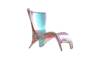 Iridescent Modern Chair, isolated on transparent background