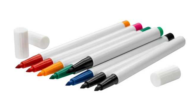 Colorful Markers Displayed on Black. Fine art, creativity projects, educational material.