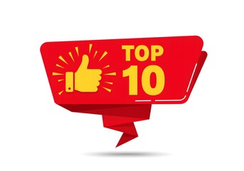 Top 10 Red Ribbon with Thumb Up Icon