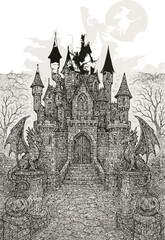 Obraz premium Gothic Castle Illustration