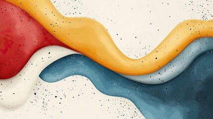 Obraz premium Abstract Colorful Wave Design Featuring Red Yellow Blue And White