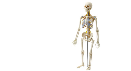 White skeleton model isolated on black exhibits detailed, clean surface. Perfect for medical education, research, and presentations.