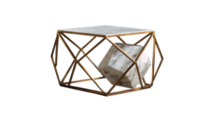Modern geometric side table, isolated on transparent background