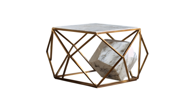 Modern geometric side table, isolated on transparent background - Powered by Adobe