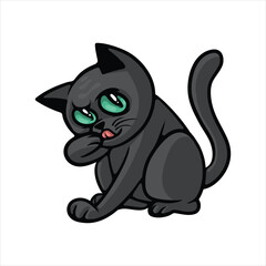 Black cat cartoon vector illustration