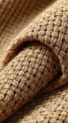 Close-up of woven tan fabric