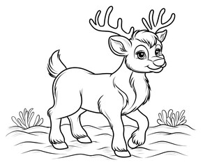 Coloring for children and adults, coloring of the animal world, deer.