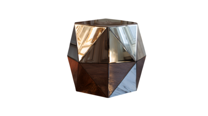 Faceted Mirror Side Table, isolated on transparent background