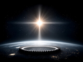 a futuristic 3d rendering of a virtual international summit