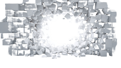 White cubes explode outwards