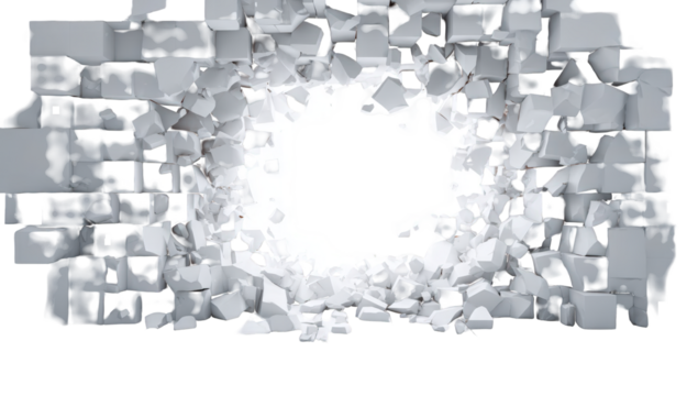 White cubes explode outwards