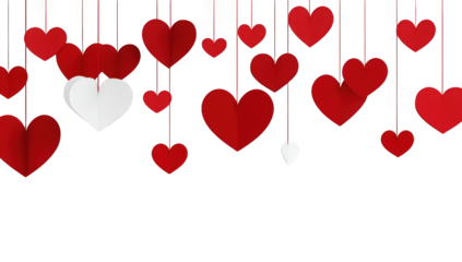 Hearts hanging, red and white