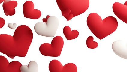 A scattering of red and white hearts