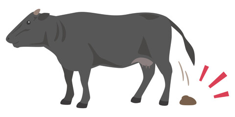 牛と牛糞のイラスト
