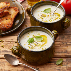 White tomato foam soup