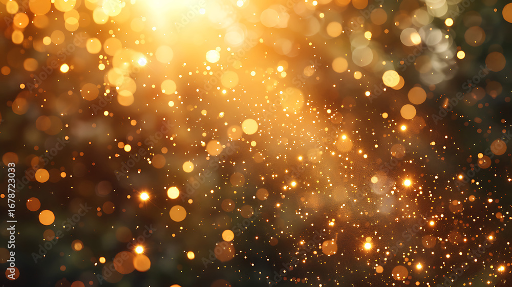 Aufkleber abstract golden bokeh background with sparkling light particles creating a magical, festive atmosphe