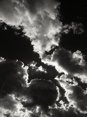 Clouds in the sky. Black and white photography.